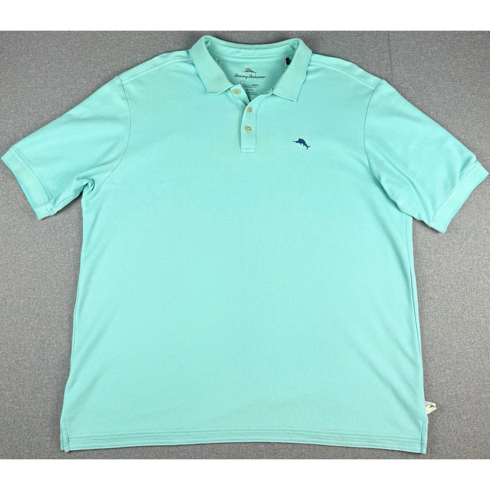 Tommy Bahama IslandZone Polo Shirt Mens XL Light Blue Solid Embroidered Logo